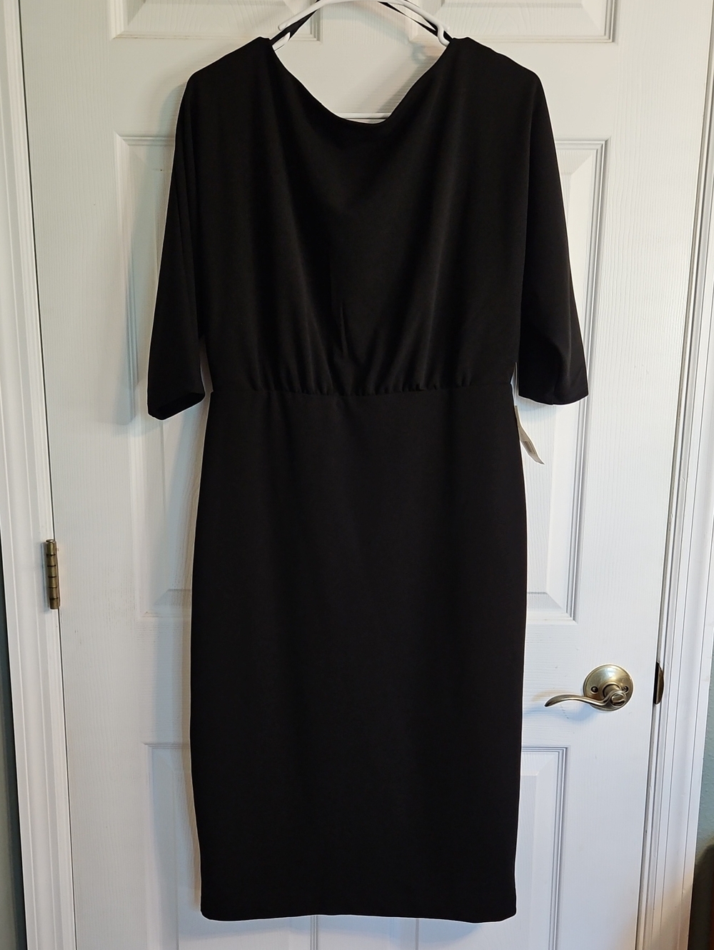 Alexia Admor Black Midi Dress with Elbow Sleeves NWT